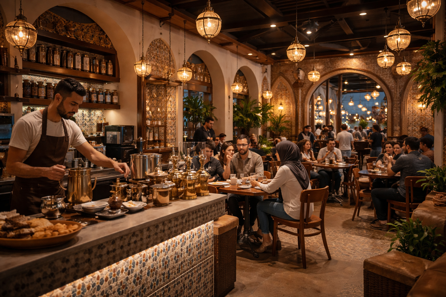 Modern Yemeni coffee café in the United States showcasing heritage and community